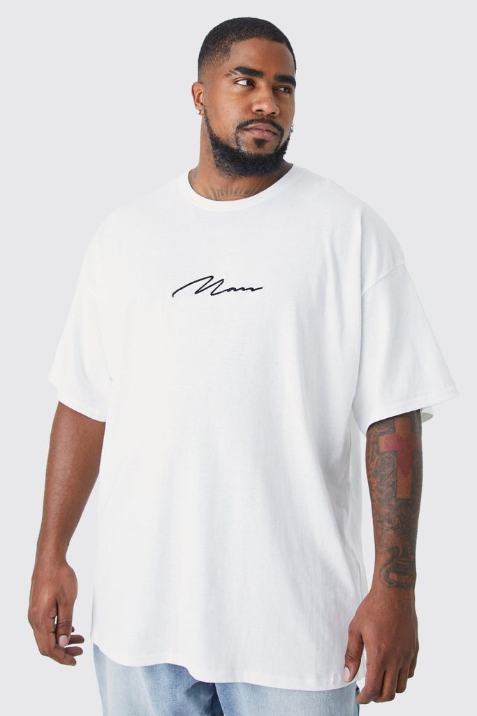 Men's Plus Man Signature Oversized T-Shirt - White - Xxxl, White