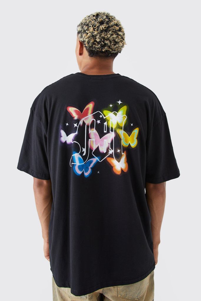 Men's Tall Oversized Butterfly Back Graphic T-Shirt - Black - S, Black