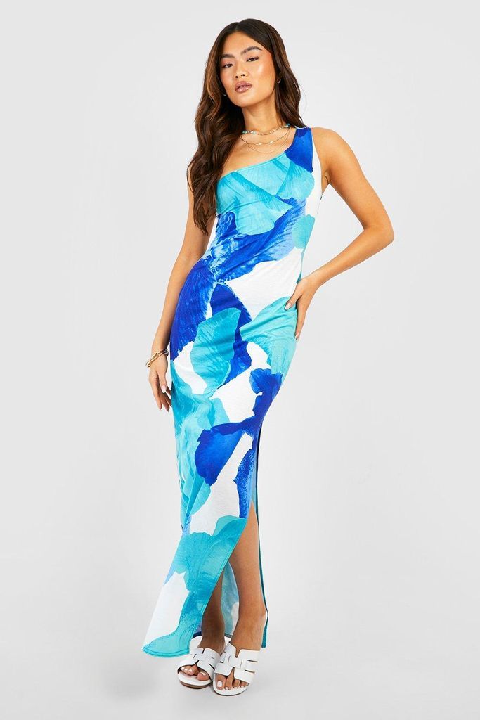 Womens Abstract Asymmetric Maxi Dress - Blue - 16, Blue
