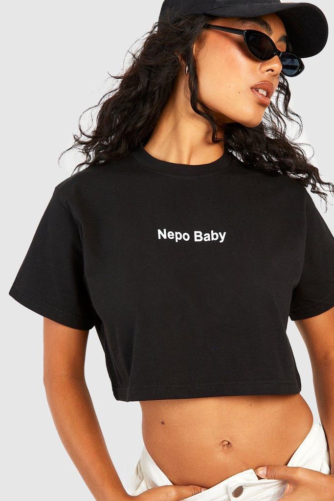 Womens Nepo Baby Cropped Cotton Baby Tee - Black - 6, Black
