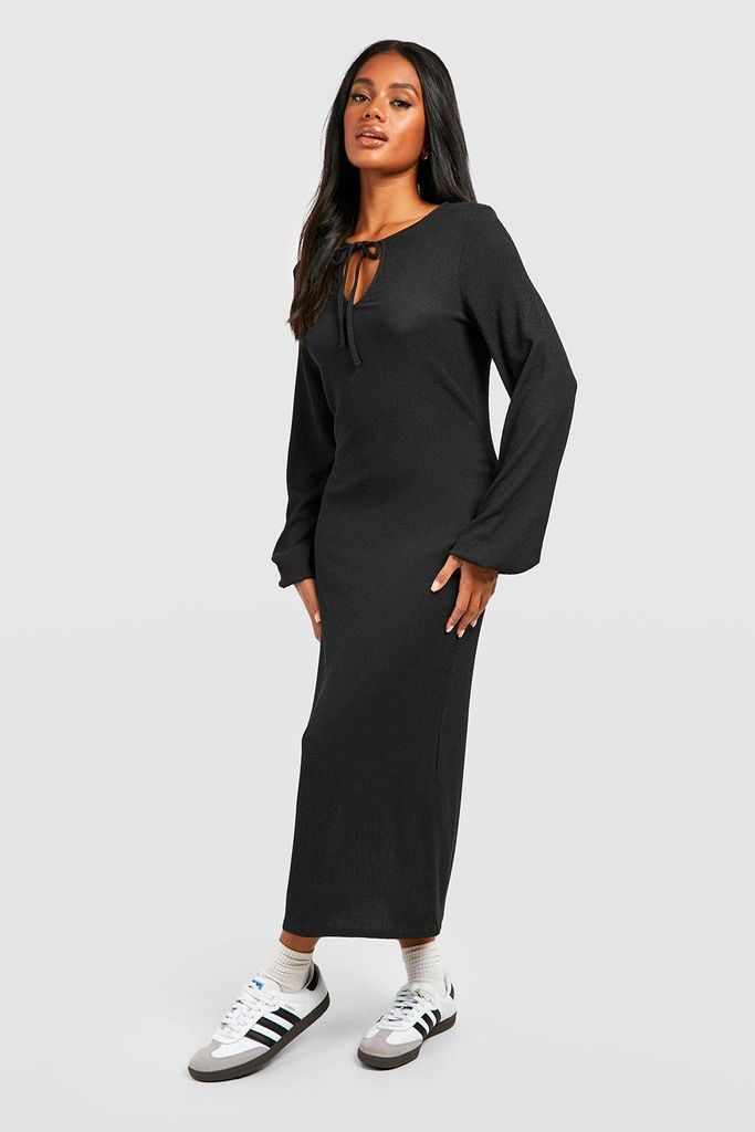 Womens Textured Midaxi Smock Dress - Black - 8, Black