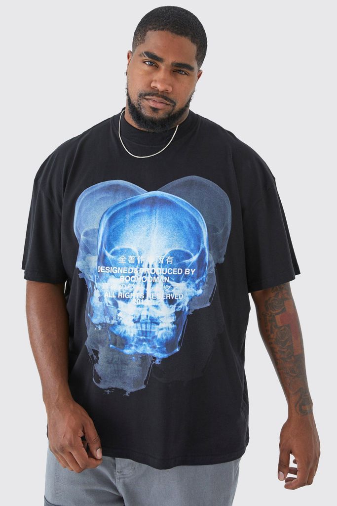 Men's Plus Oversized X-Ray Skull Graphic T-Shirt - Black - Xxxl, Black