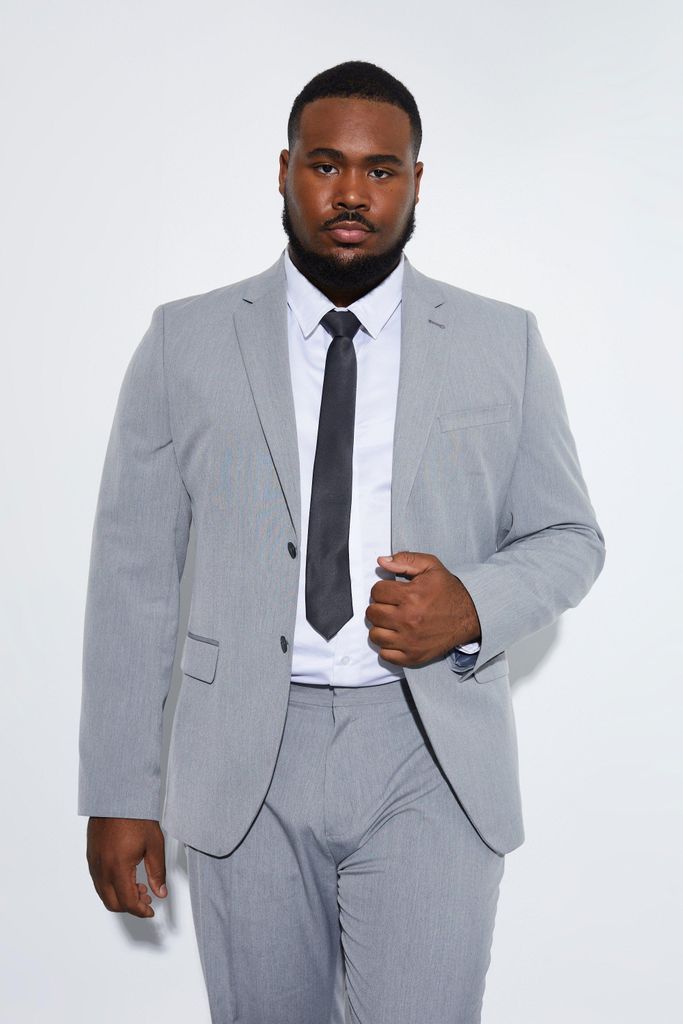 Men's Plus Slim Single Breasted Suit Jacket - Grey - 46, Grey