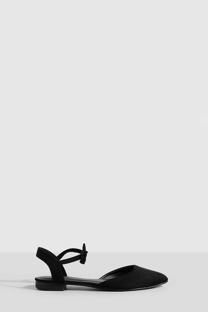 Womens Bow Detail Pointed Flats - Black - 4, Black