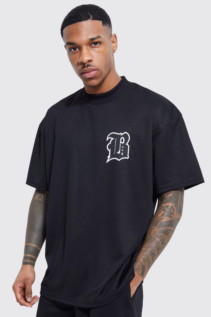 Men's Oversized Mesh B T-Shirt - Black - Xl, Black