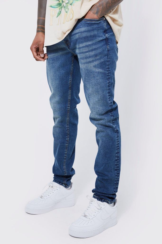 Men's Skinny Stretch Stacked Jeans - Blue - 28R, Blue