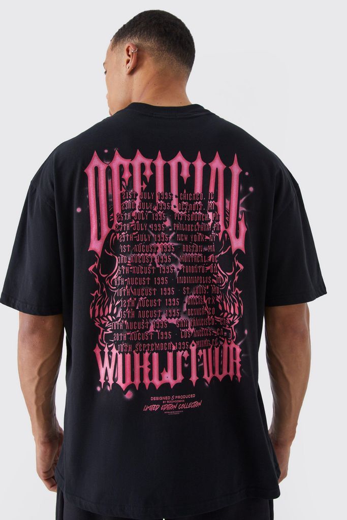 Men's Tall Oversized Gothic Front & Back T-Shirt - Black - S, Black