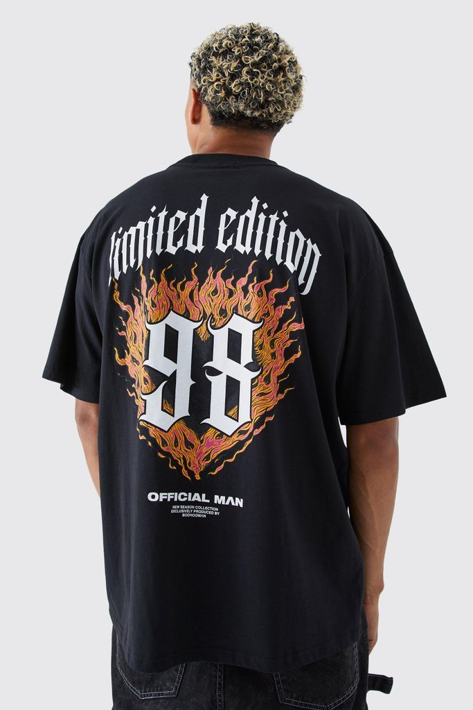 Men's Tall Oversized Limited Edition Flames T-Shirt - Black - S, Black