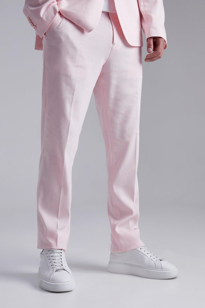 Men's Tall Slim Linen Suit Trousers - Pink - 30, Pink