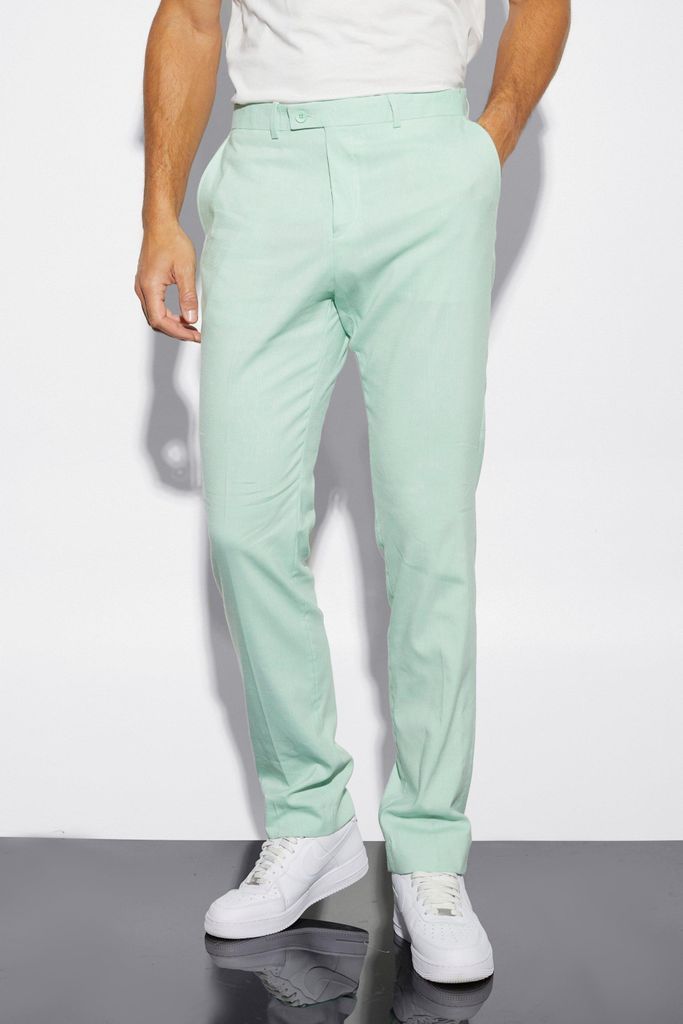 Men's Tall Slim Linen Suit Trousers - Green - 30, Green