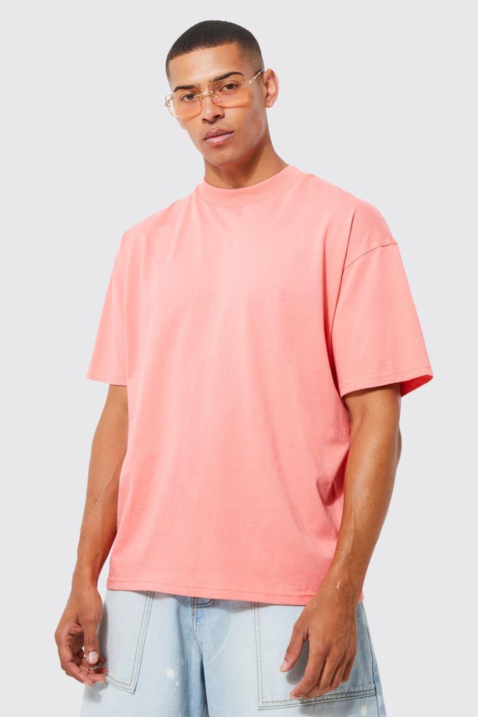Men's Man Oversized Extended Neck T-Shirt - Orange - S, Orange