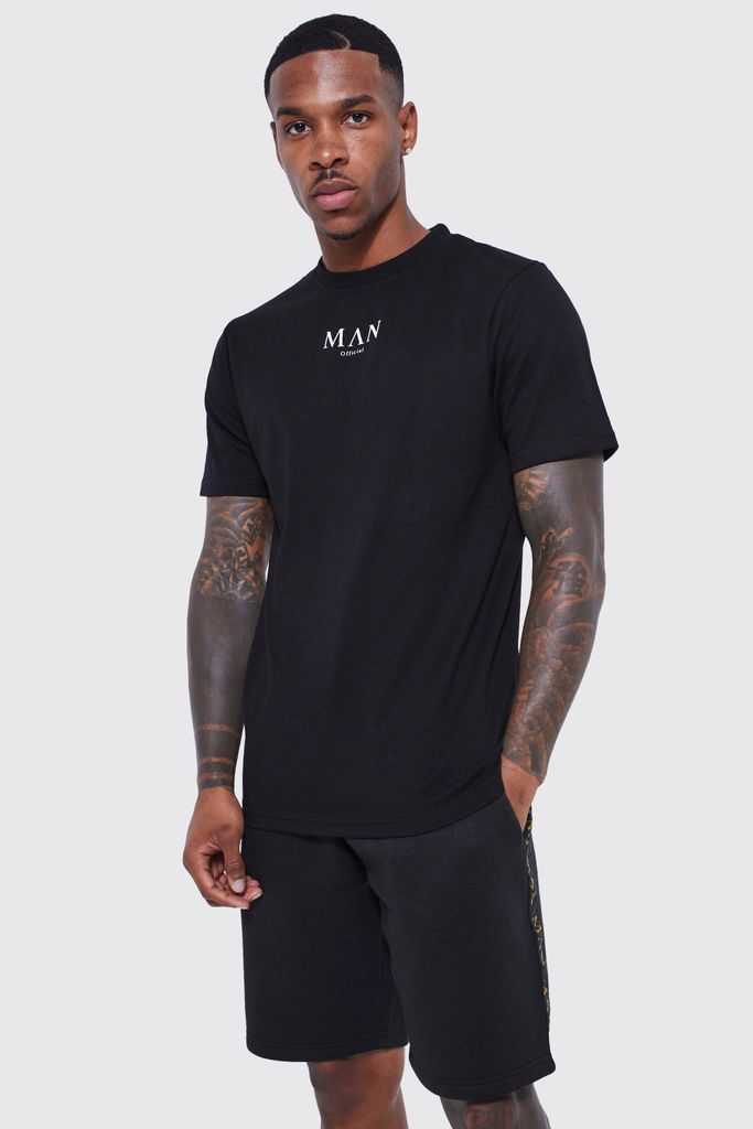 Men's Man Gold Slim Fit Interlock T-Shirt - Black - Xs, Black