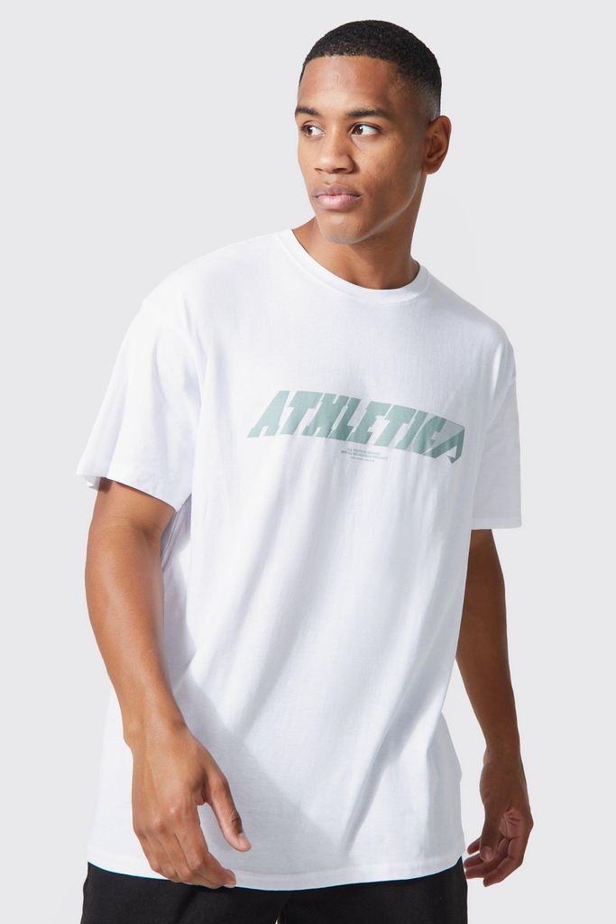 Men's Man Active Oversized Athletics Print T-Shirt - White - S, White
