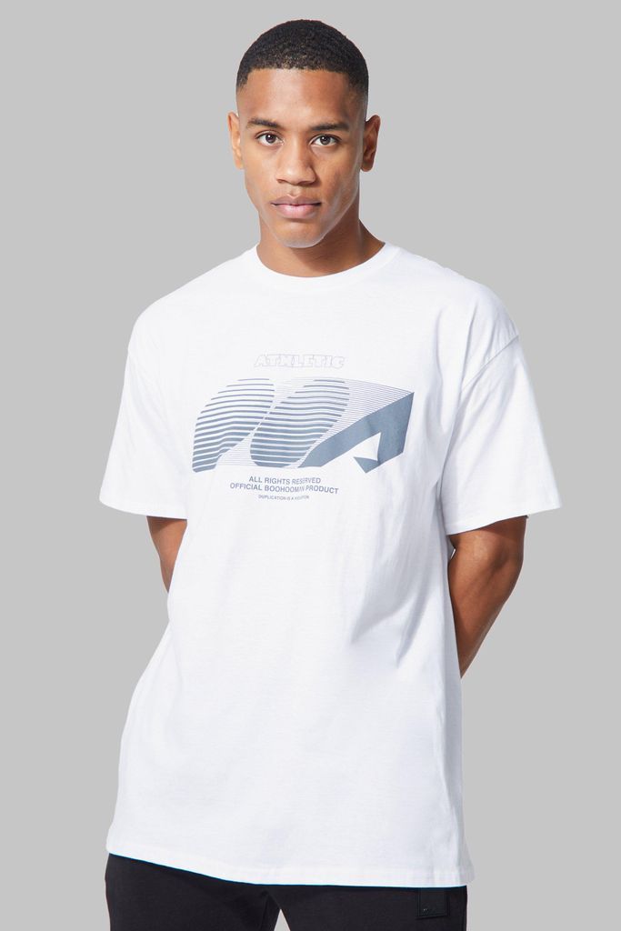 Men's Man Active Oversized Running Print T-Shirt - White - S, White