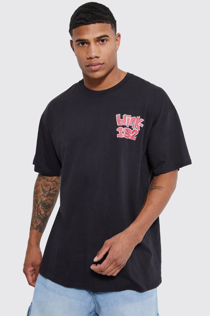 Men's Oversized Blink 182 License T-Shirt - Black - L, Black
