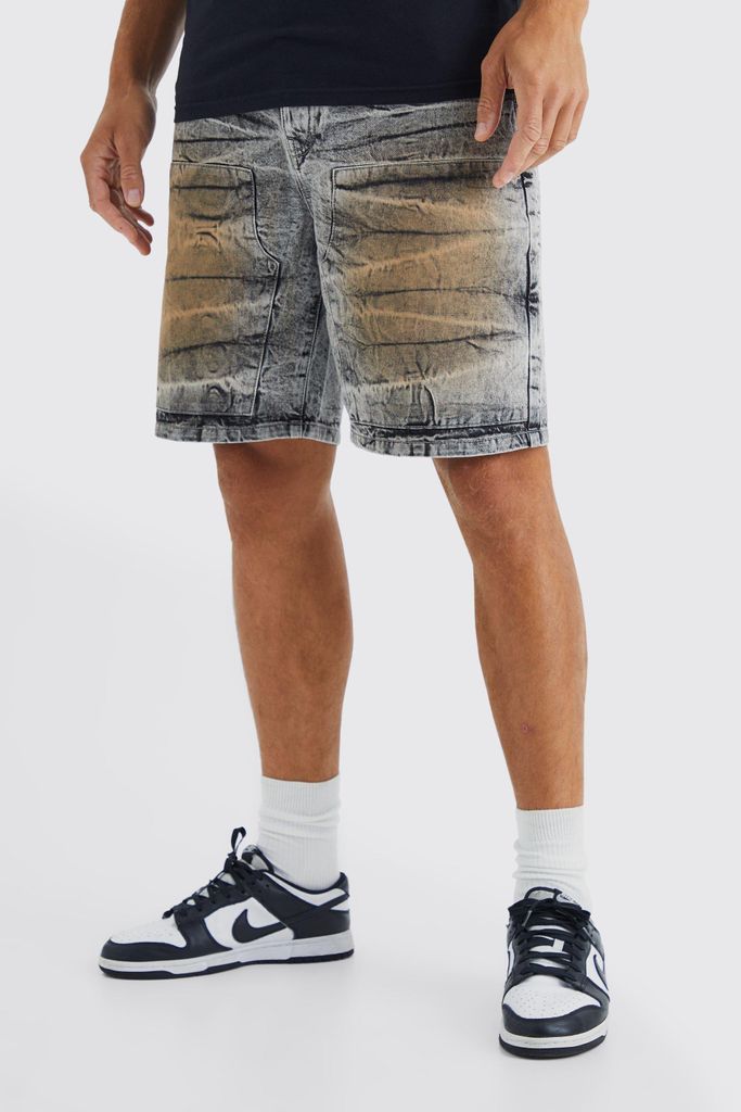 Men's Tall Relaxed Rigid Dirt Wash Denim Shorts - Grey - 30, Grey