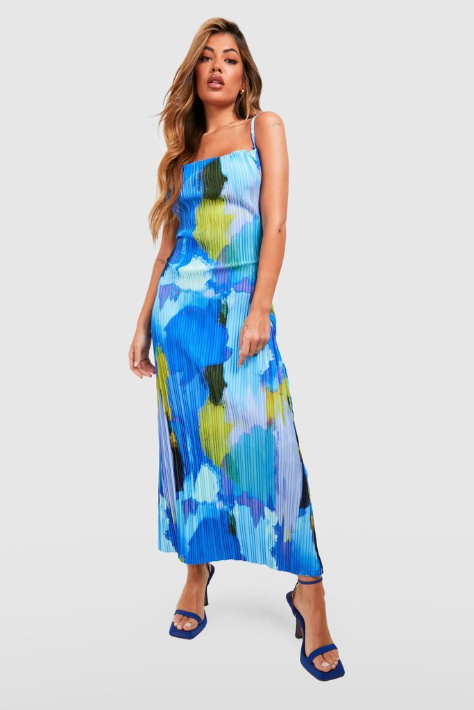 Womens Abstract Plisse Midaxi Dress - Blue - 8, Blue