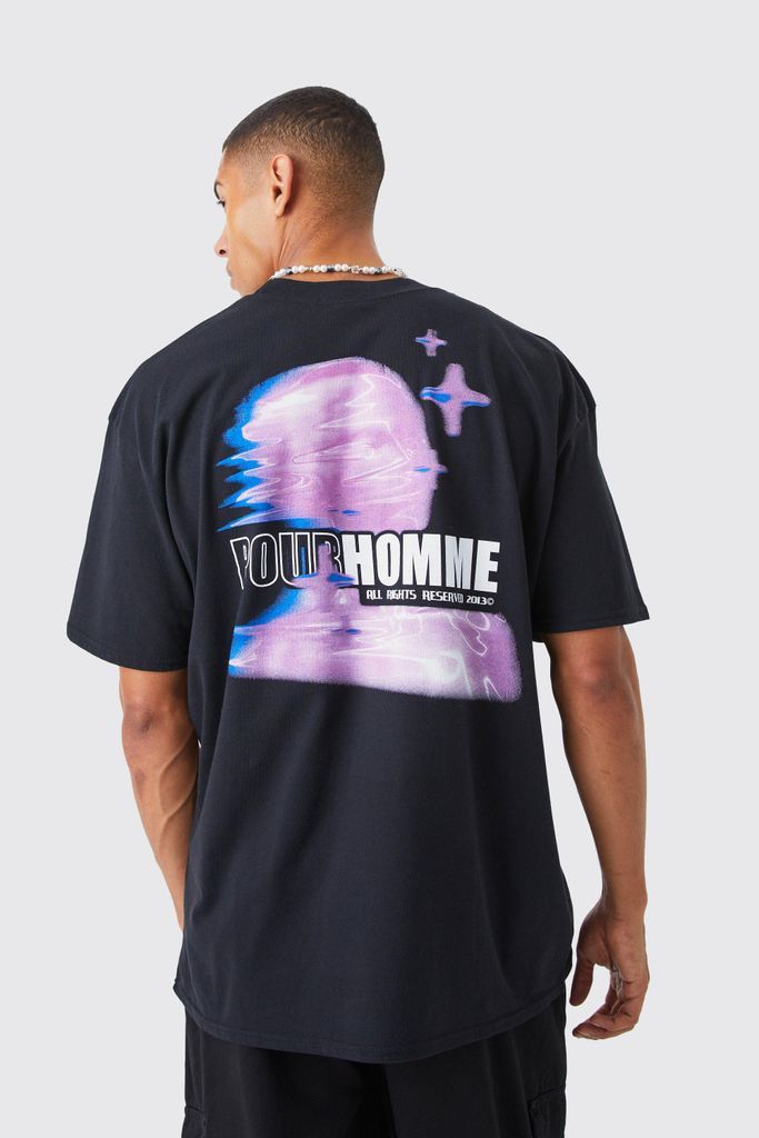 Men's Oversized Pour Homme Graphic T-Shirt - Black - S, Black
