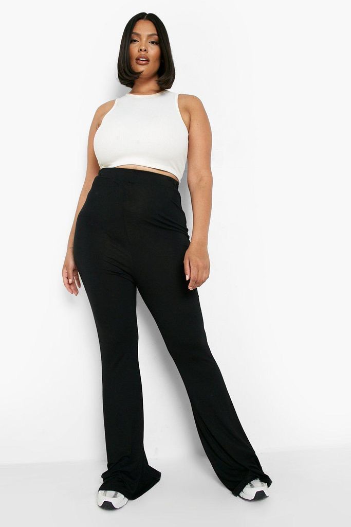 Womens Plus High Waisted Basic Fit And Flare Trouser - Black - 16, Black