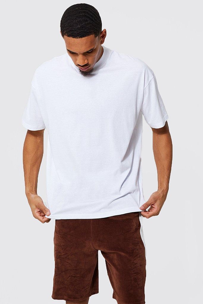 Men's Tall Loose Fit Extended Neck Basic T-Shirt - White - S, White