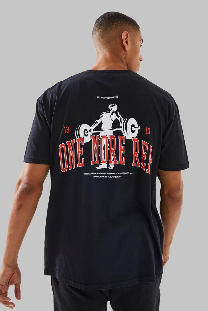 Men's Man Active Oversized One More Rep T-Shirt - Black - S, Black