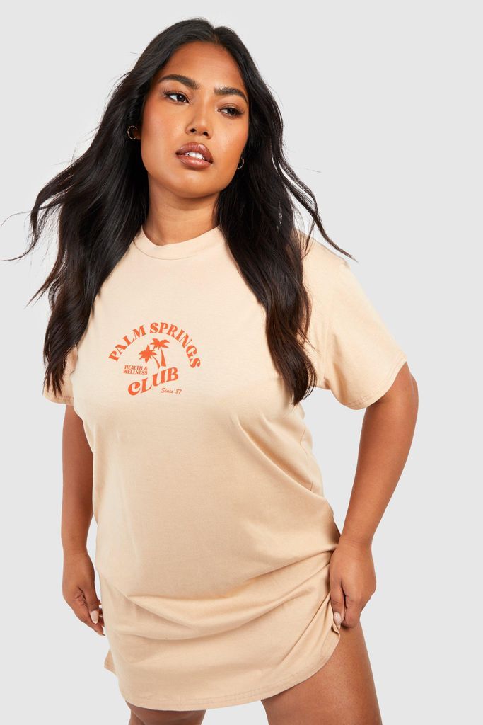 Womens Plus Palm Springs T-Shirt Dress - Beige - 18, Beige