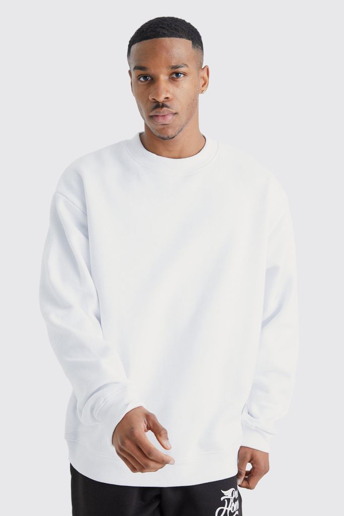 Men's Oversized Extended Neck Sweatshirt - White - S, White