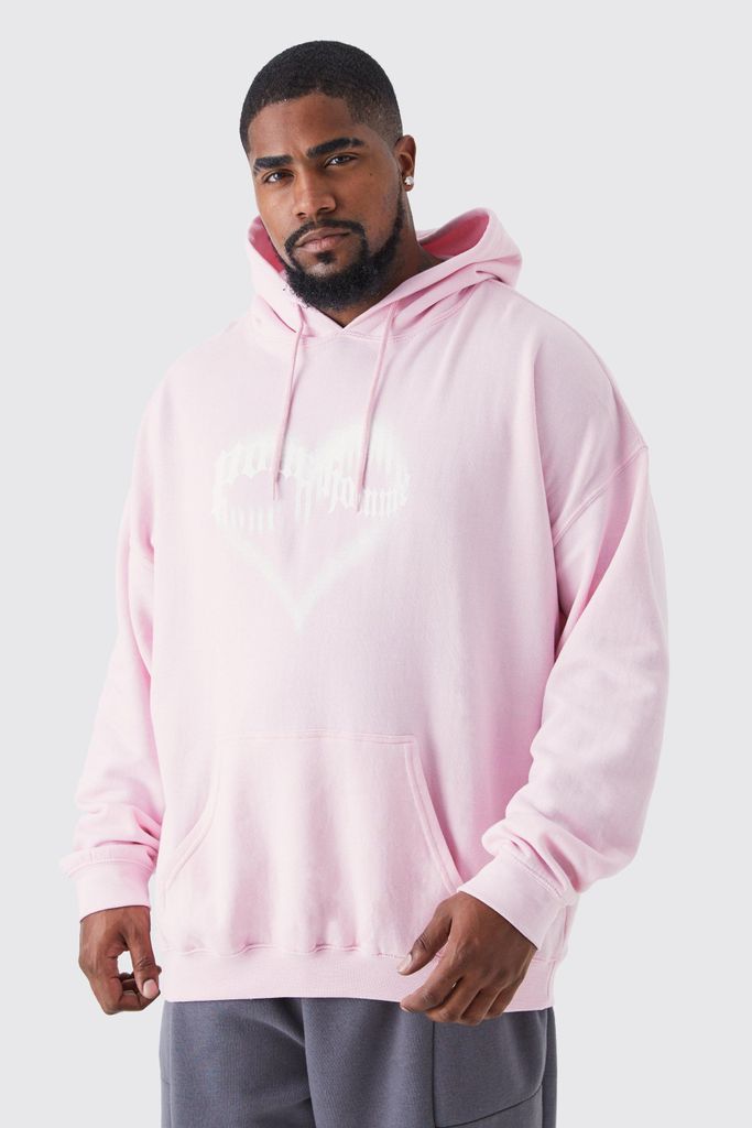 Men's Plus Pour Homme Graphic Hoodie - Pink - Xxxl, Pink