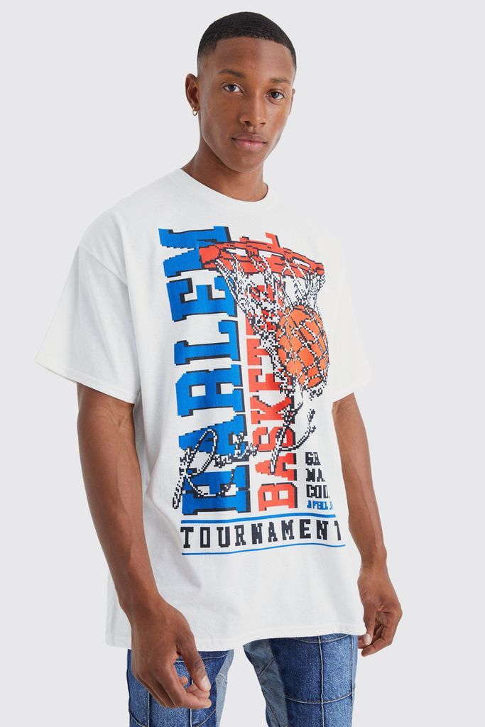 Men's Oversized Basketball Tournament T-Shirt - White - S, White