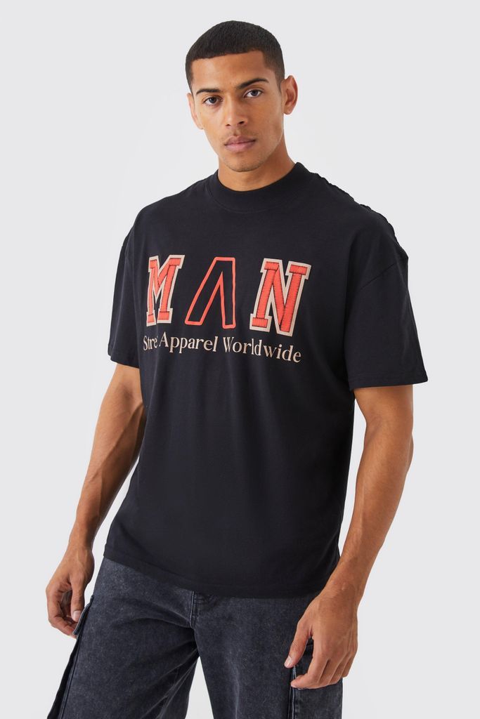 Men's Oversized Man Street Apparel T-Shirt - Black - S, Black