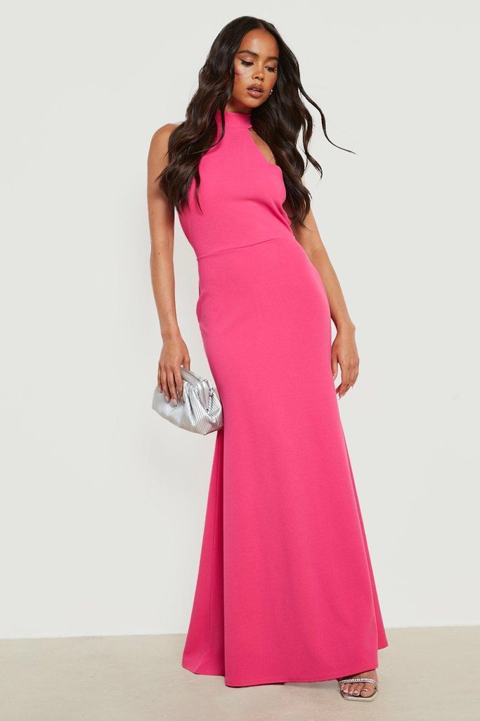Womens Petite Square Neck Open Back Maxi Dress - Pink - 6, Pink