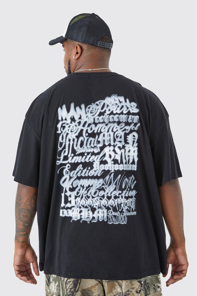 Men's Plus Oversized Gothic Man Back Graphic T-Shirt - Black - Xxxl, Black