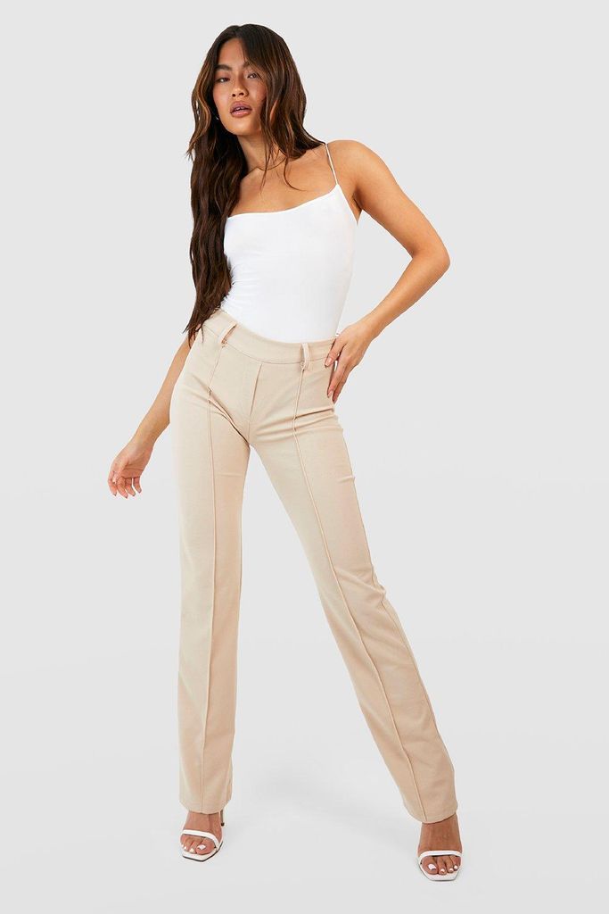 Womens Mid Rise Tailored Slim Fit Trouser - Beige - 10, Beige