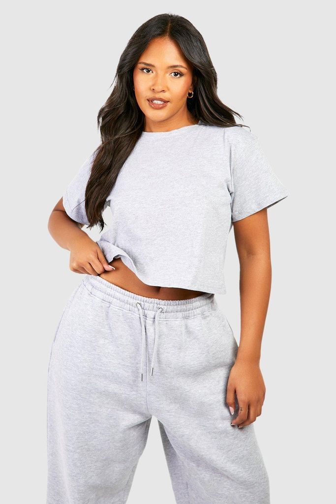 Womens Plus Boxy Crop T-Shirt - Grey - 16, Grey