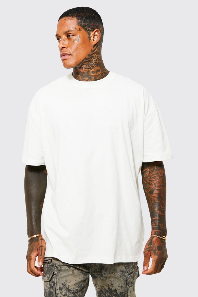 Men's Oversized Crew Neck T-Shirt - Cream - S, Cream