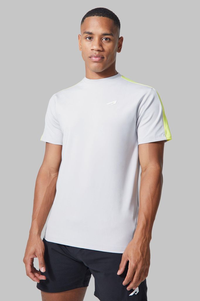 Men's Active Logo Panelled Performance T-Shirt - Grey - S, Grey