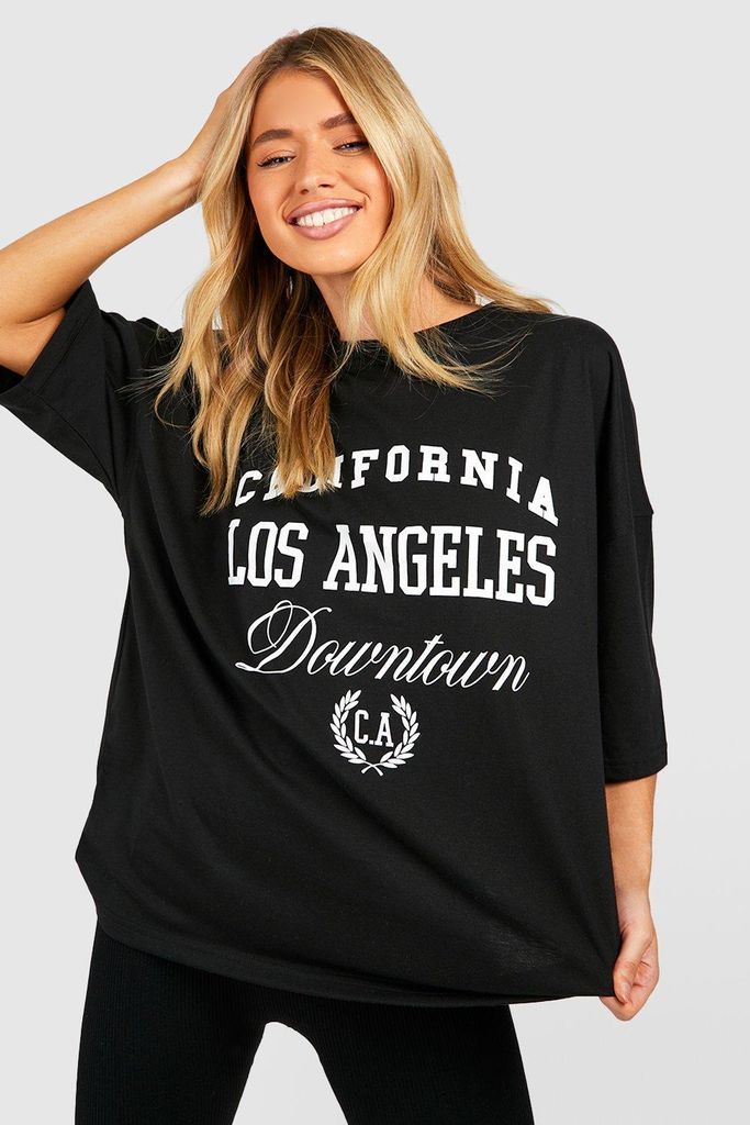 Womens Los Angeles Slogan T-Shirt - Black - S, Black