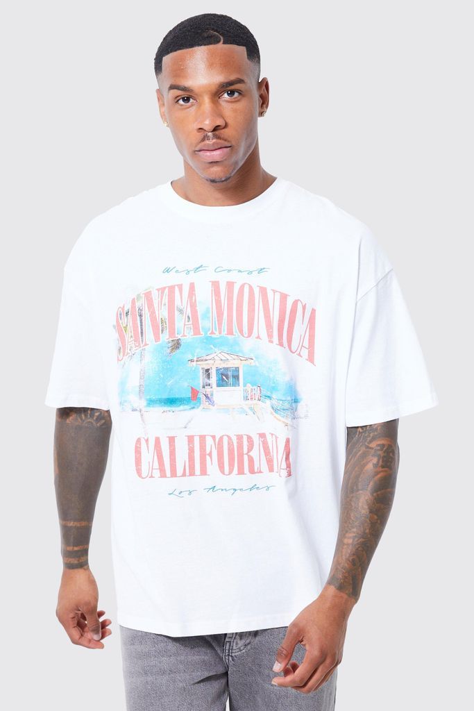 Men's Oversized California Graphic T-Shirt - White - M, White
