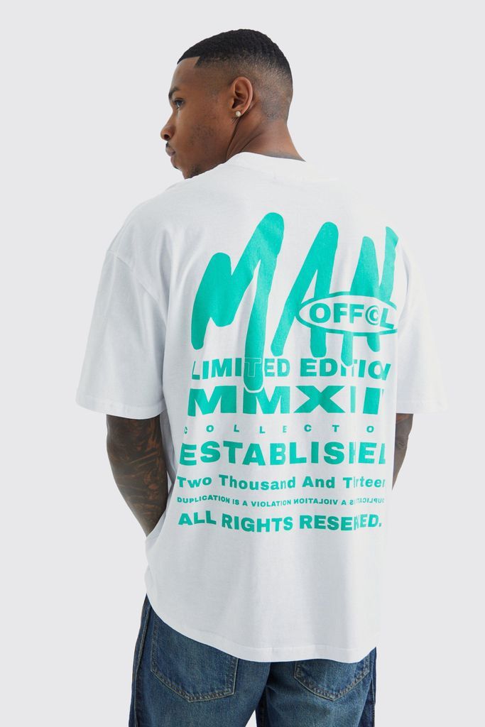 Men's Oversized Man Backprint Graphic T-Shirt - White - S, White