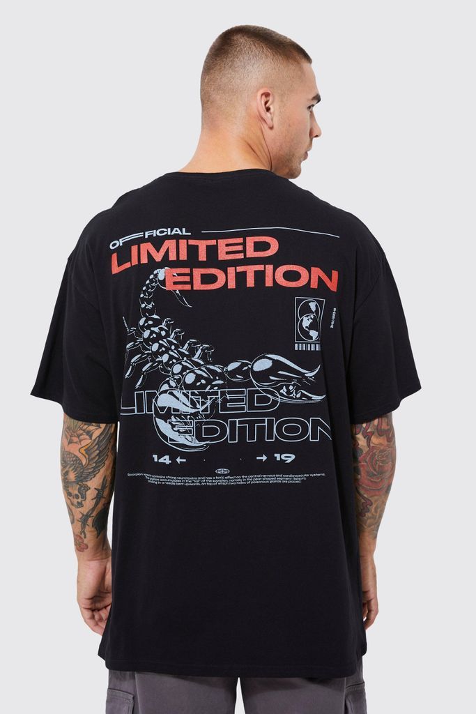 Men's Oversized Scorpion Official Print T-Shirt - Black - S, Black