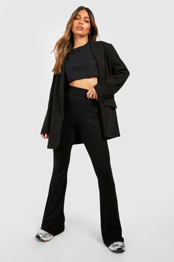 Womens High Waist Basic Fit & Flare Trouser - Black - 6, Black