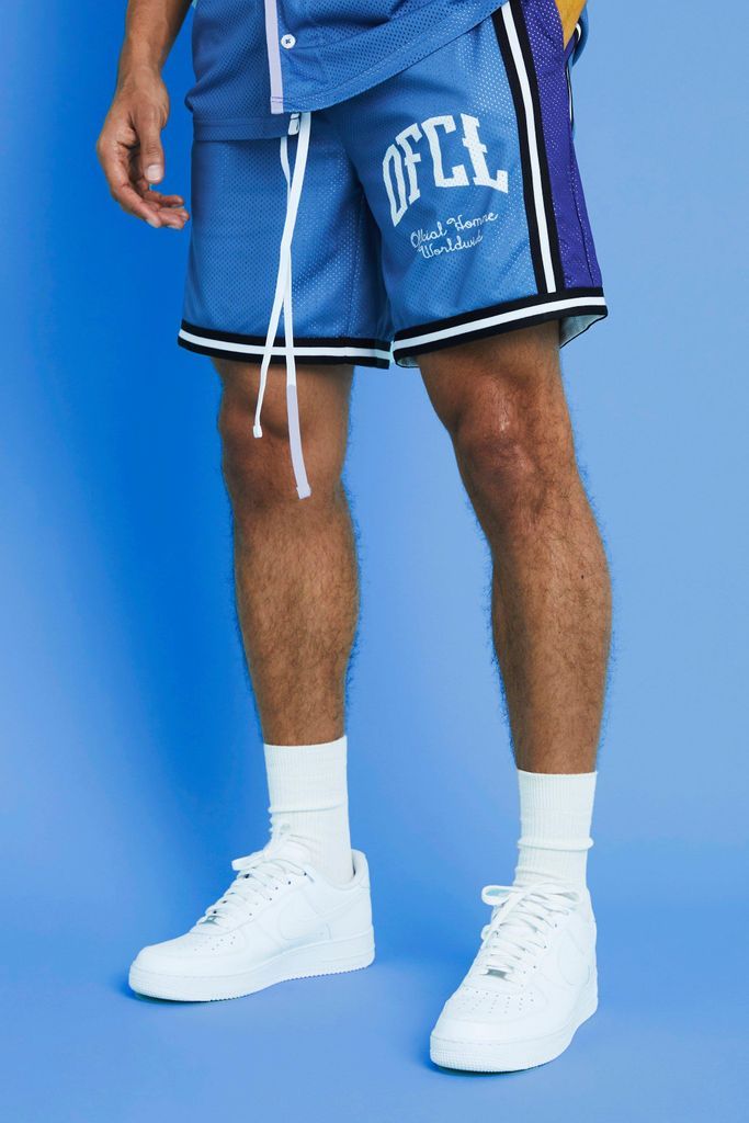 Men's Ofcl Mesh Basketball Tape Short - Blue - S, Blue