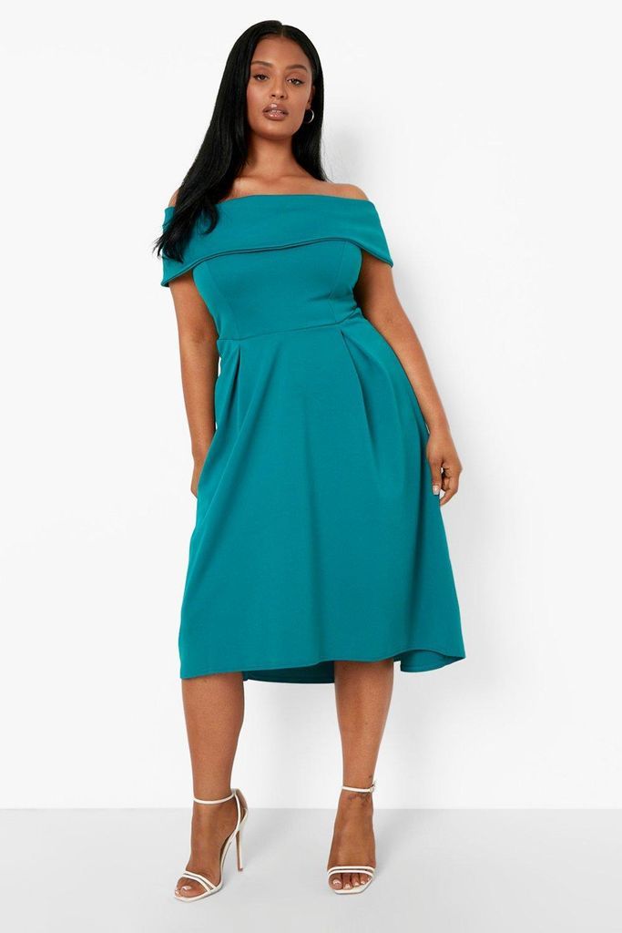 Womens Plus Double Layer Midi Dress - Green - 16, Green