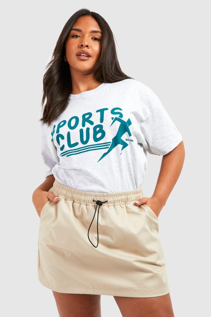Womens Plus Sports Club Oversized T-Shirt - Grey - 18, Grey