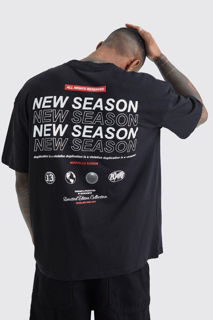 Men's Oversized New Season Graphic T-Shirt - Black - S, Black