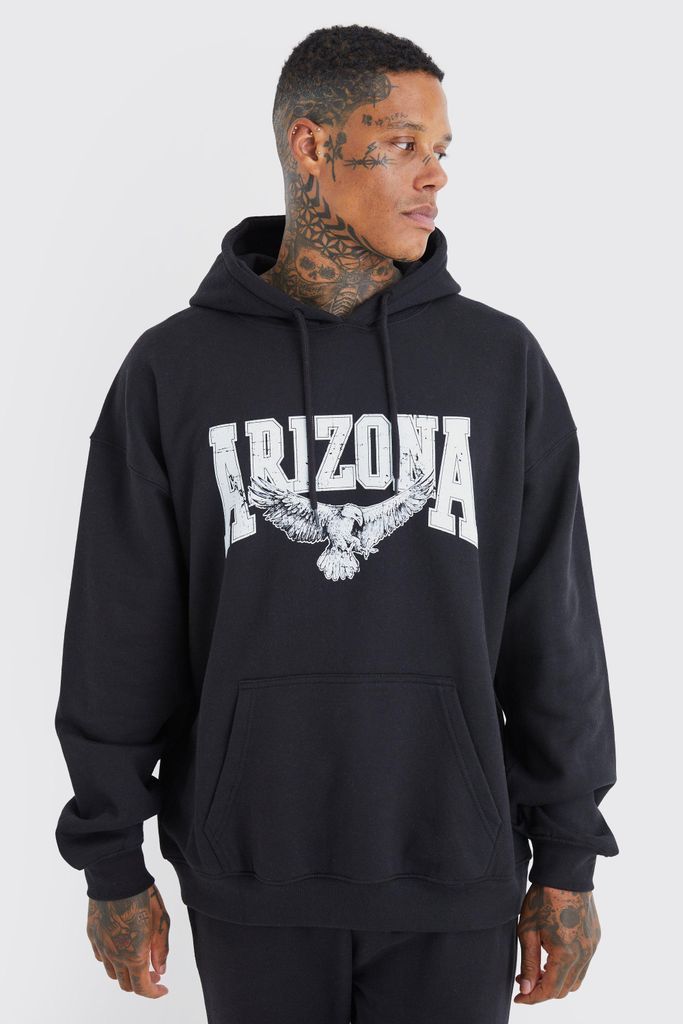 Men's Oversized Arizona Eagle Graphic Hoodie - Black - S, Black