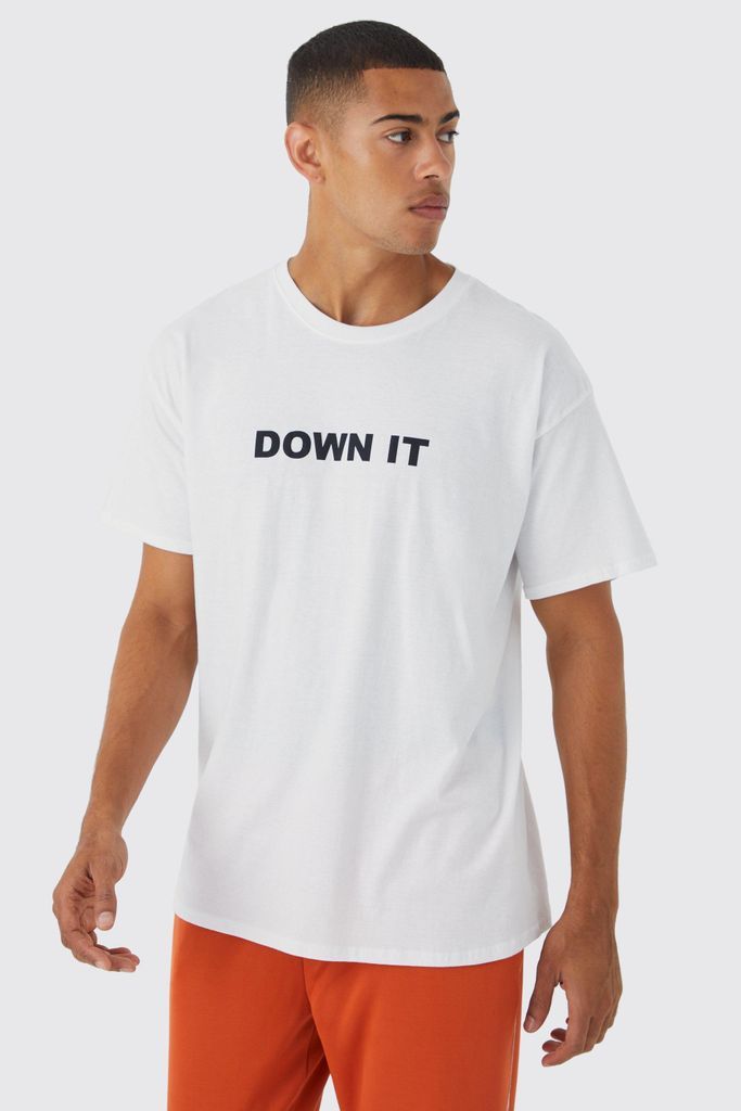 Men's Oversized Student Slogan T-Shirt - White - S, White