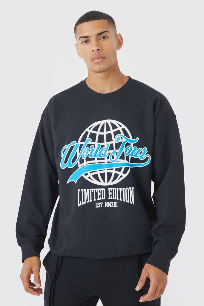 Men's Oversized World Tour Sweatshirt - Black - S, Black