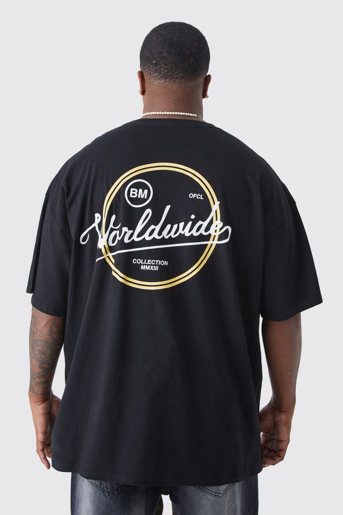 Men's Plus Oversized Worldwide T-Shirt - Black - Xxxl, Black