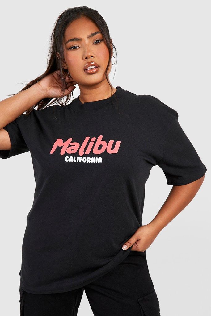 Womens Plus Malibu Printed T-Shirt - Black - 16, Black